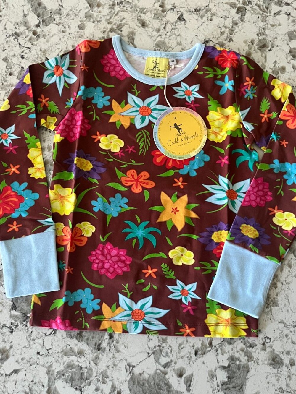 Coddi & Womple organic cotton floral LS tee sz 5Y